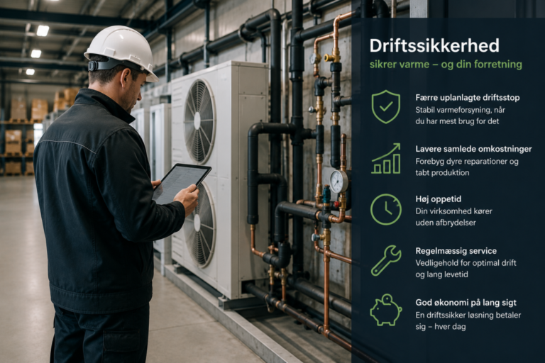 Driftsstop kan blive dyrt. Læs, hvorfor driftssikkerhed bør indgå i valget af varmeløsning – og hvordan risikoen kan reduceres.